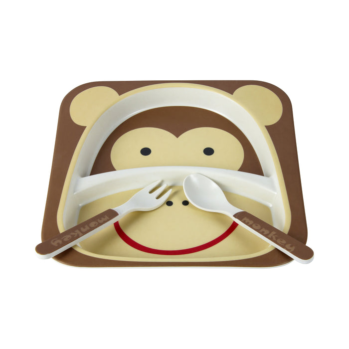 Bamboe kinderservies set 5 delig – Kinderbord – Magnetron bestendig - Eetset – Baby drinkbeker - BPA vrij – Aap