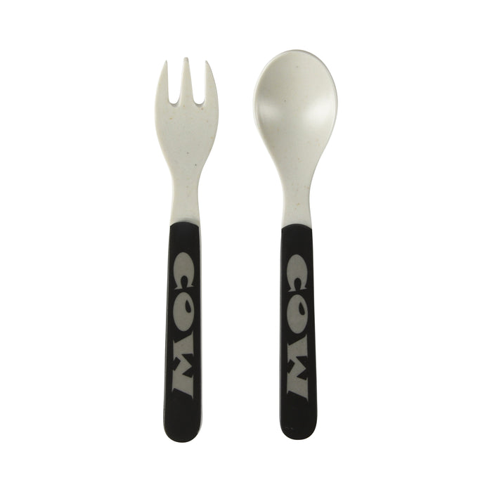 Bamboe kinderservies set 5 delig – Kinderbord – Magnetron bestendig - Eetset – Baby drinkbeker - BPA vrij – Koe