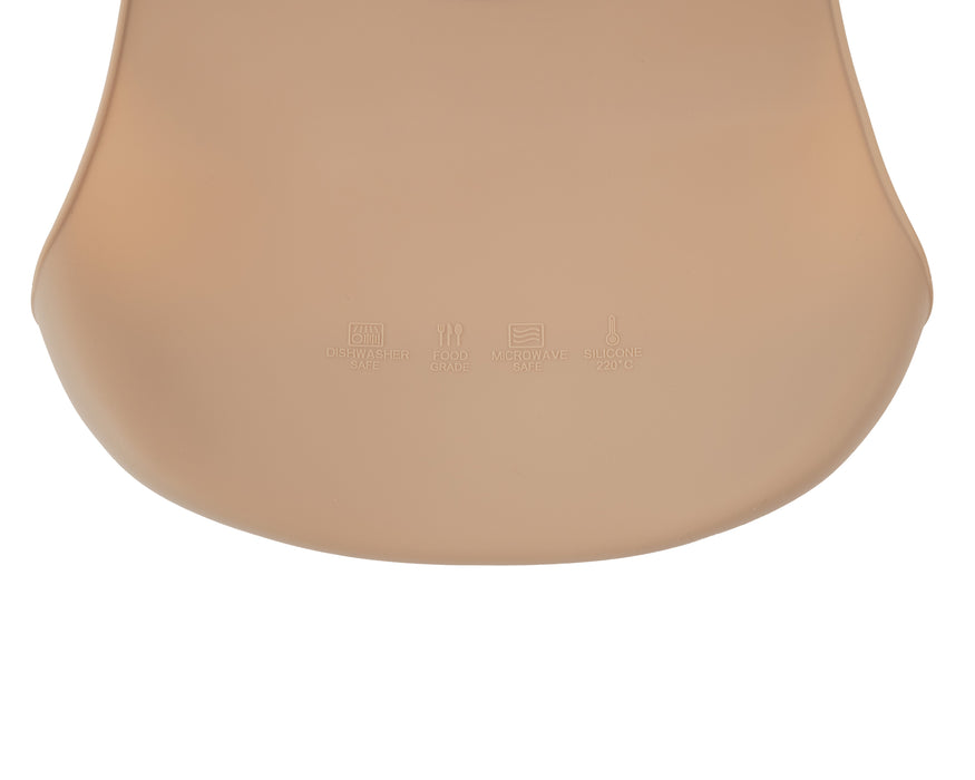 Siliconen slabbetje met opvangbakje - Beige - 23 CM