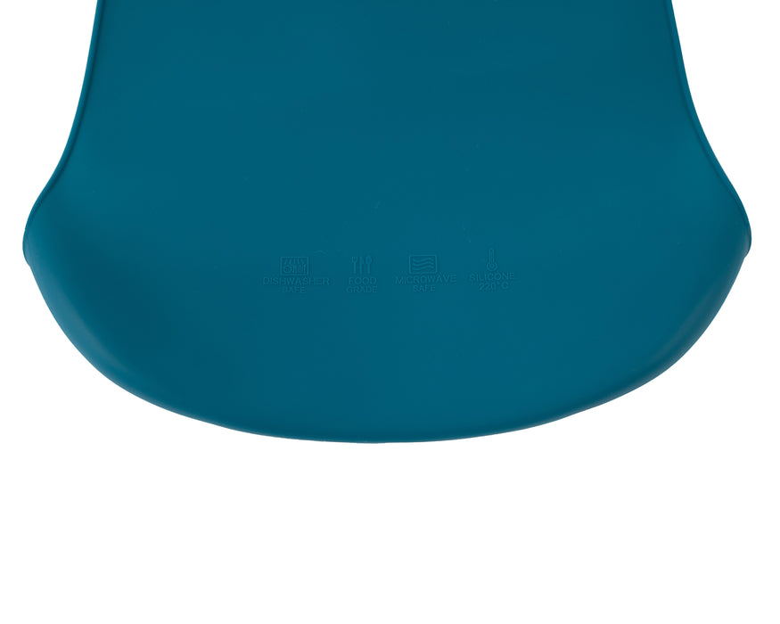 Siliconen slabbetje met opvangbakje - Blauw - 23 CM