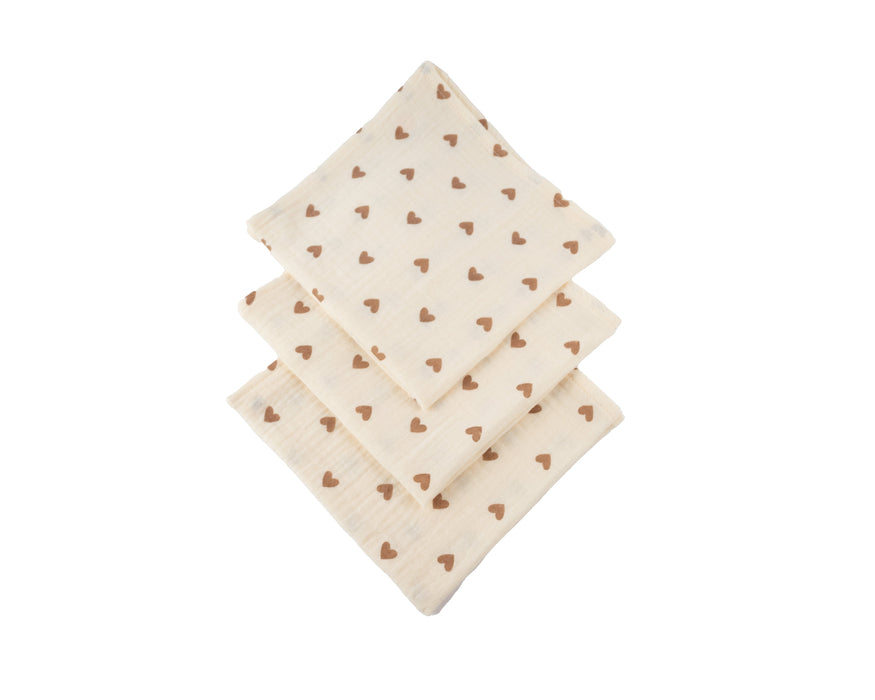 Honeybears hydrofiele doek - Hartjes - Set van 3 stuks - 60 X 60 CM