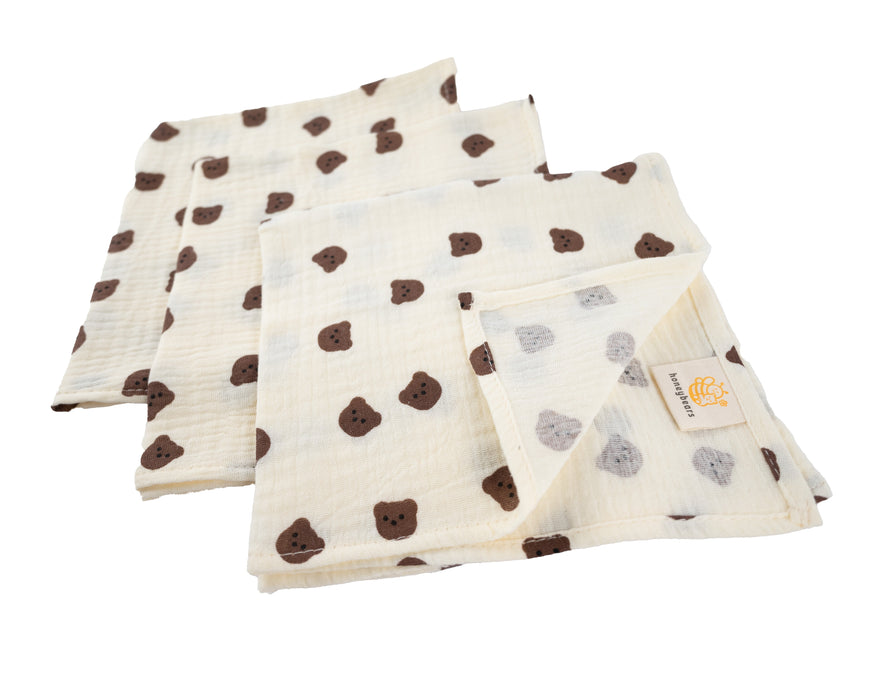 Honeybears hydrofiele doek - Beertjes - Set van 3 stuks - 60 X 60 CM