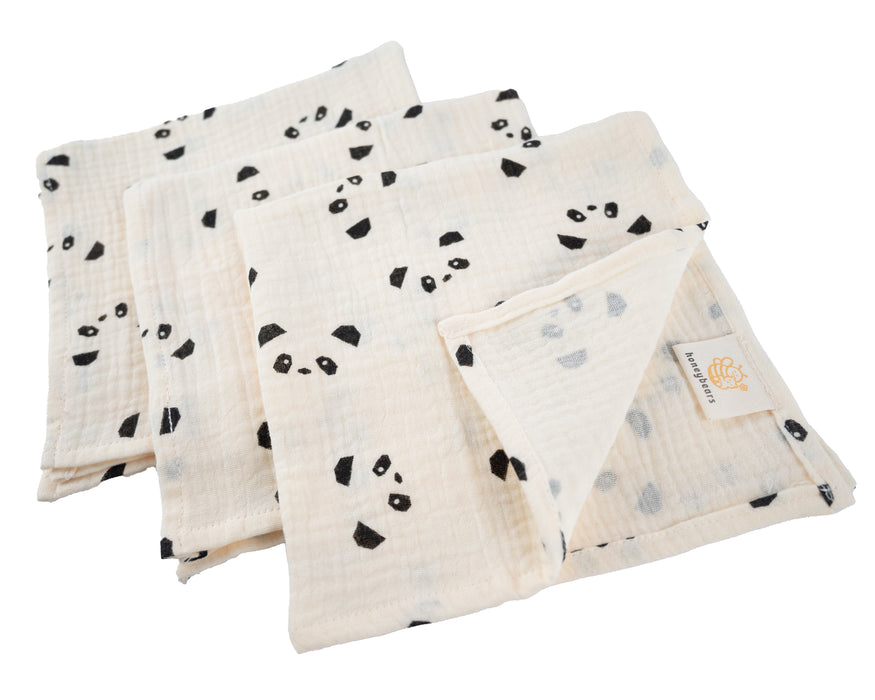 Honeybears hydrofiele doekjes - Panda's - Set van 3 stuks - 60 X 60 CM