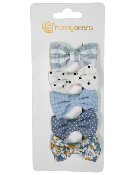 Blauwe haarstrikjes 5 stuks