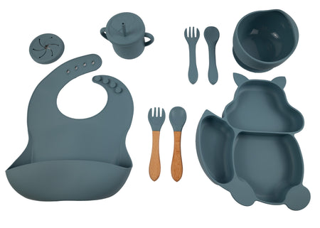 Kinderservies 9 delig met zuignap blauw