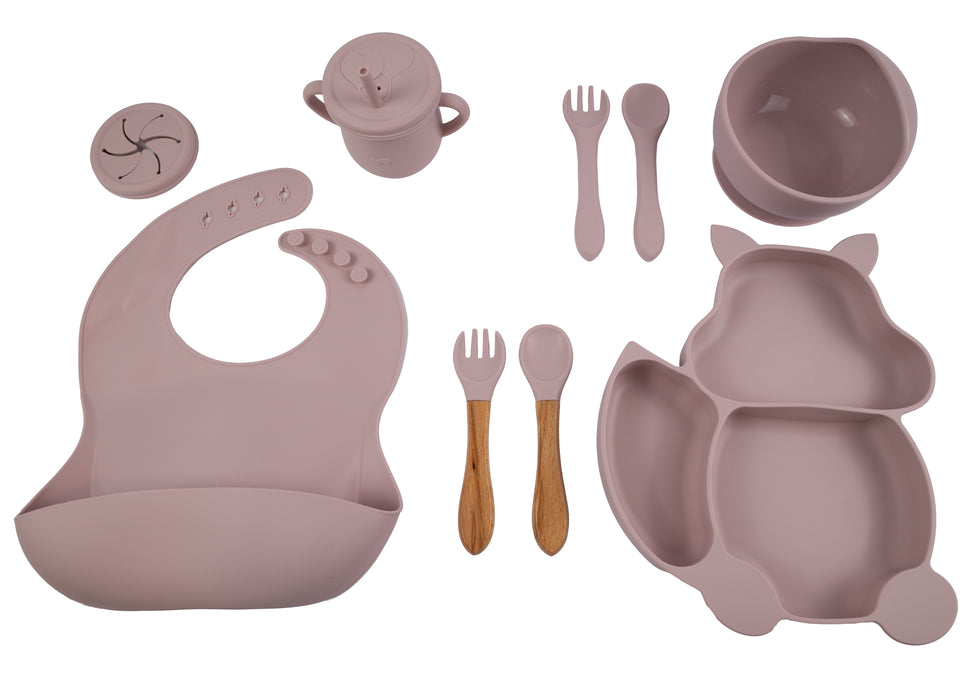 Kinderservies 9 delig met zuignap rose