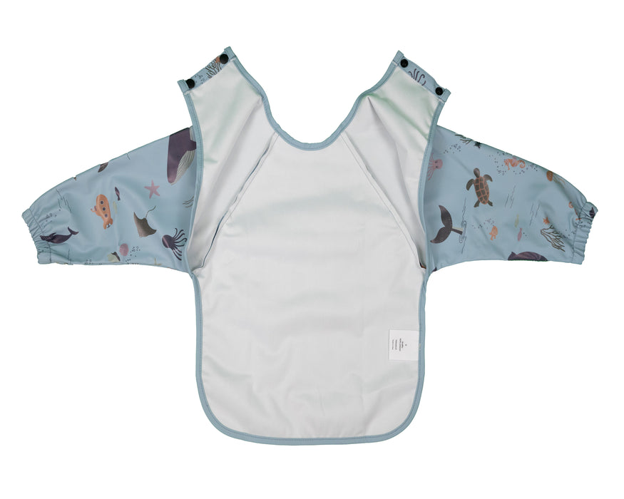Honeybears Slab met mouwen – Waterproof slabbetje met mouw – Blauw met zeedieren