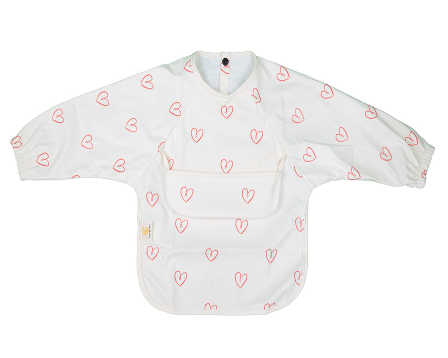 Slab met mouwen – Waterproof slabbetje met mouw – Hartjes