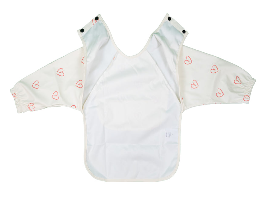 Slab met mouwen – Waterproof slabbetje met mouw – Hartjes