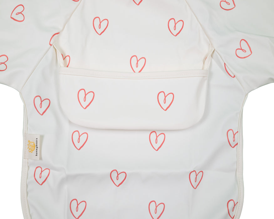 Slab met mouwen – Waterproof slabbetje met mouw – Hartjes