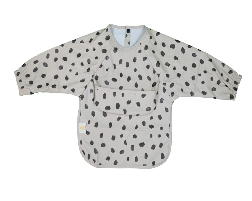 Honeybears Slab met mouwen – Waterproof slabbetje met mouw – Creme met zwarte vlekken