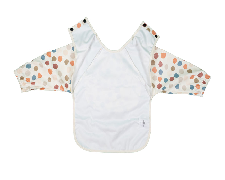 Slab met mouwen – Waterproof slabbetje met mouw – Creme met gekleurde stippen