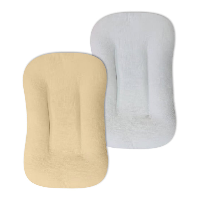 Babynest  – Wasbaar baby nestje – Hydrofiel nestje - Beige met extra lichtgrijze hoes – 78 x 50 cm