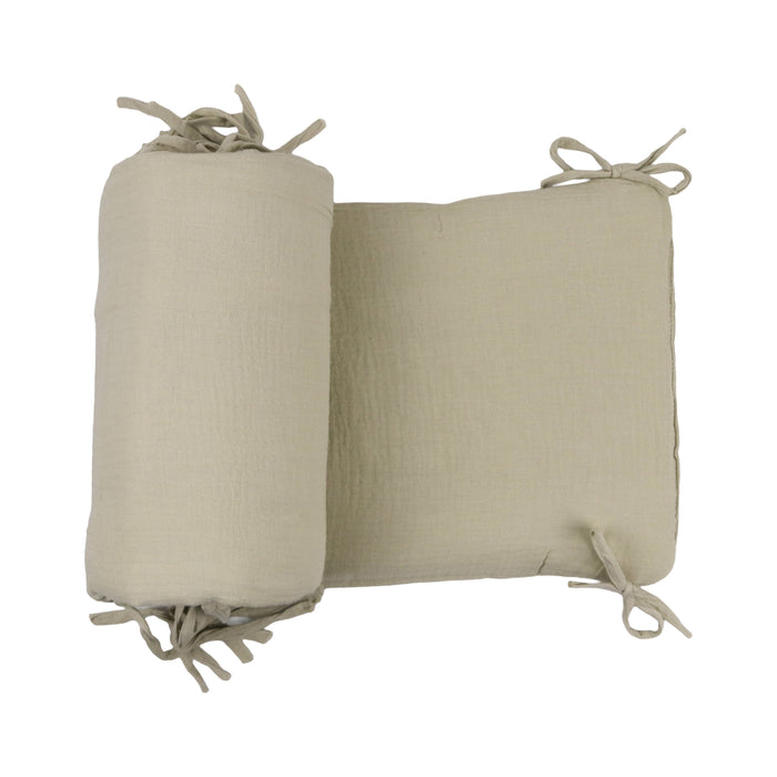 Baby Bedbumper – Box omrander – Hoofdbeschermer - Bedomrander ledikant – Bed omranderJongens/Meisjes – 180 x 30 cm - Beige