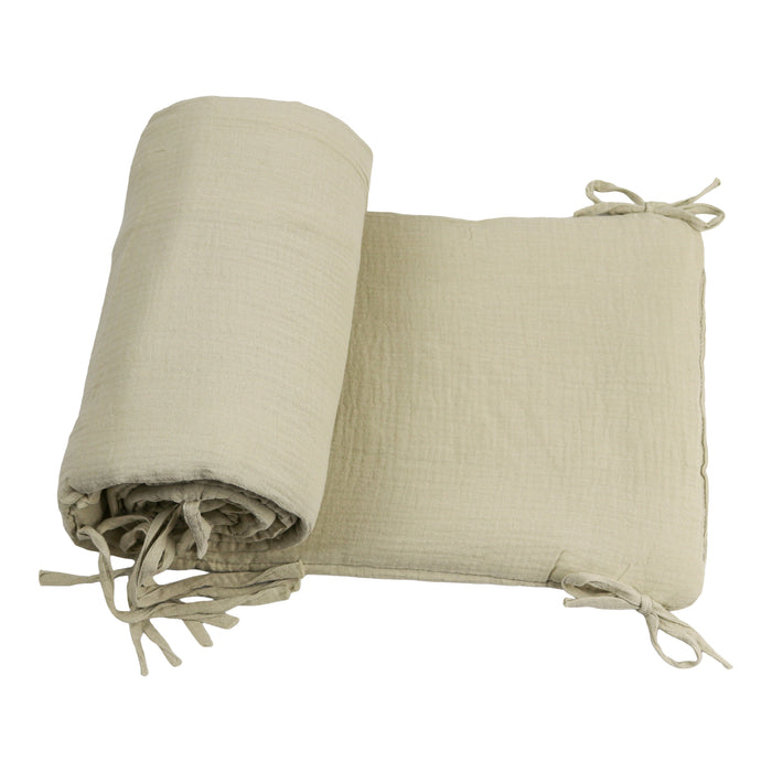 Baby Bedbumper – Box omrander – Hoofdbeschermer - Bedomrander ledikant – Bed omranderJongens/Meisjes – 180 x 30 cm - Beige