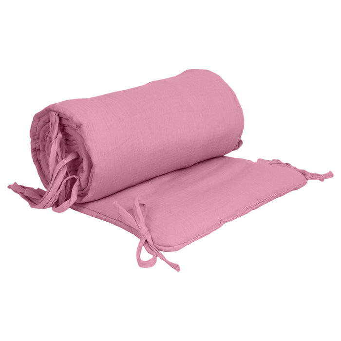 Baby Bedbumper – Box omrander – Hoofdbeschermer - Bedomrander ledikant – Bed omranderJongens/Meisjes – 180 x 30 cm - Rose