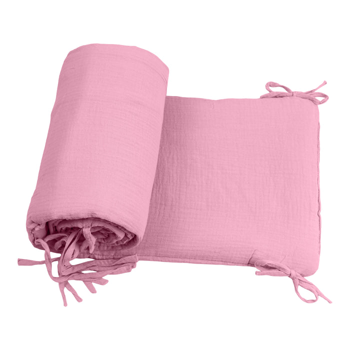 Baby Bedbumper – Box omrander – Hoofdbeschermer - Bedomrander ledikant – Bed omranderJongens/Meisjes – 180 x 30 cm - Rose