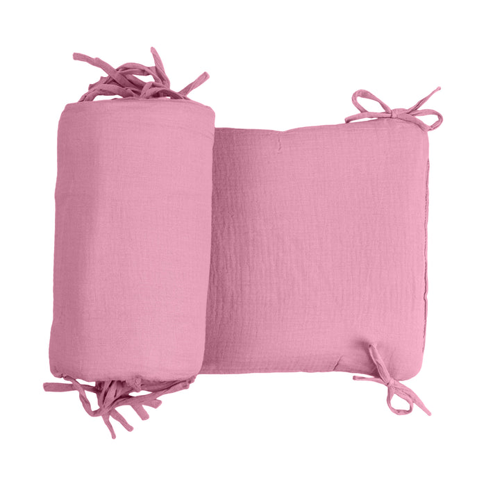 Baby Bedbumper – Box omrander – Hoofdbeschermer - Bedomrander ledikant – Bed omranderJongens/Meisjes – 180 x 30 cm - Rose