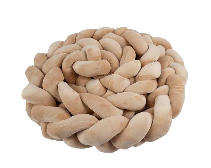 Gevlochten bedbumper bruin, bedomrander, boxomrander baby 3 meter