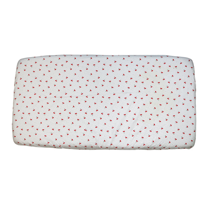 Hoeslaken ledikant - 120 x 60 cm - Wit met kersen