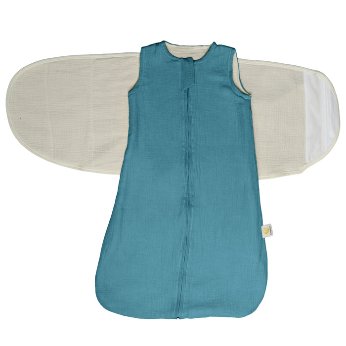 Inbakerslaapzak – Slaapzak baby – Inbakerdoek baby - Swaddle up met omslagdoek – Blauw – 0 tot 6 maanden - 68 cm - 2 delig - TOG 0.75