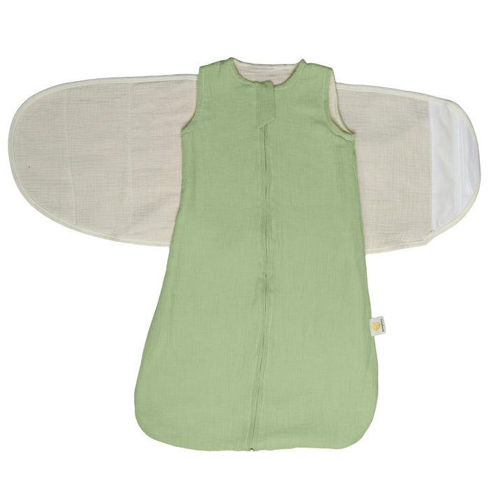 Inbakerslaapzak – Slaapzak baby – Inbakerdoek baby - Swaddle up met omslagdoek – Groen – 0 tot 6 maanden - 68 cm - 2 delig - TOG 0.75