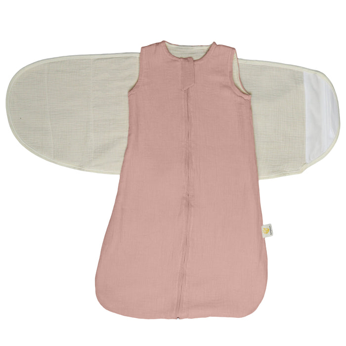 Inbakerslaapzak – Slaapzak baby – Inbakerdoek baby - Swaddle up met omslagdoek – Rose – 0 tot 6 maanden - 68 cm - 2 delig - TOG 0.75
